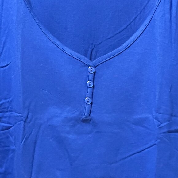 Roman’s size 4X 34/36 cobalt blue cotton v neck new in package tunic Henley top - Picture 4 of 8
